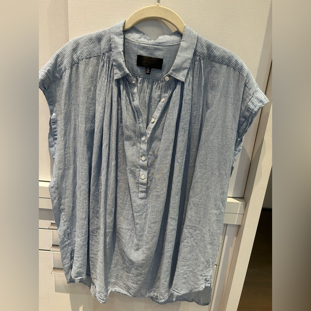 Nili Lotan Blue Striped Button-Up Blouse